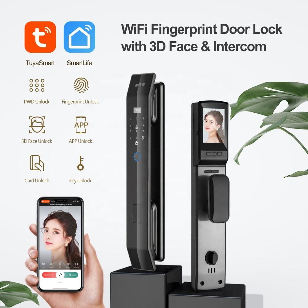 Tuya Smart Wi-Fi Remote Fingerprint Lock with 3D Face & Intercom