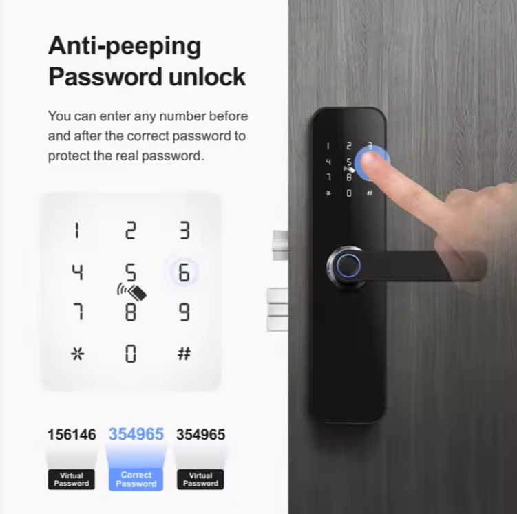 Tuya Smart WiFi Remote APP, Fingerprint, Password Door lock PST-HR07
