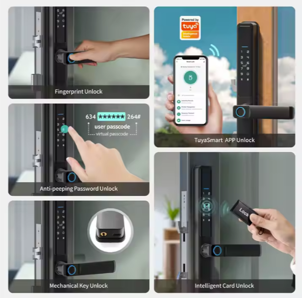 Remote Fingerprint Single Side Waterproof Smart Door Lock with Wi-Fi