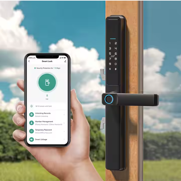 Remote Fingerprint Single Side Waterproof Smart Door Lock with Wi-Fi