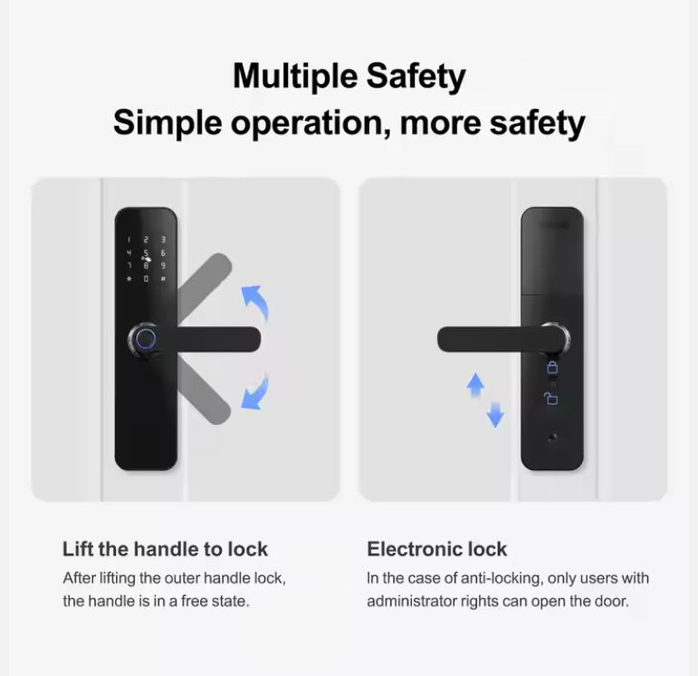 Tuya Smart WiFi Remote APP, Fingerprint, Password Door lock PST-HR07