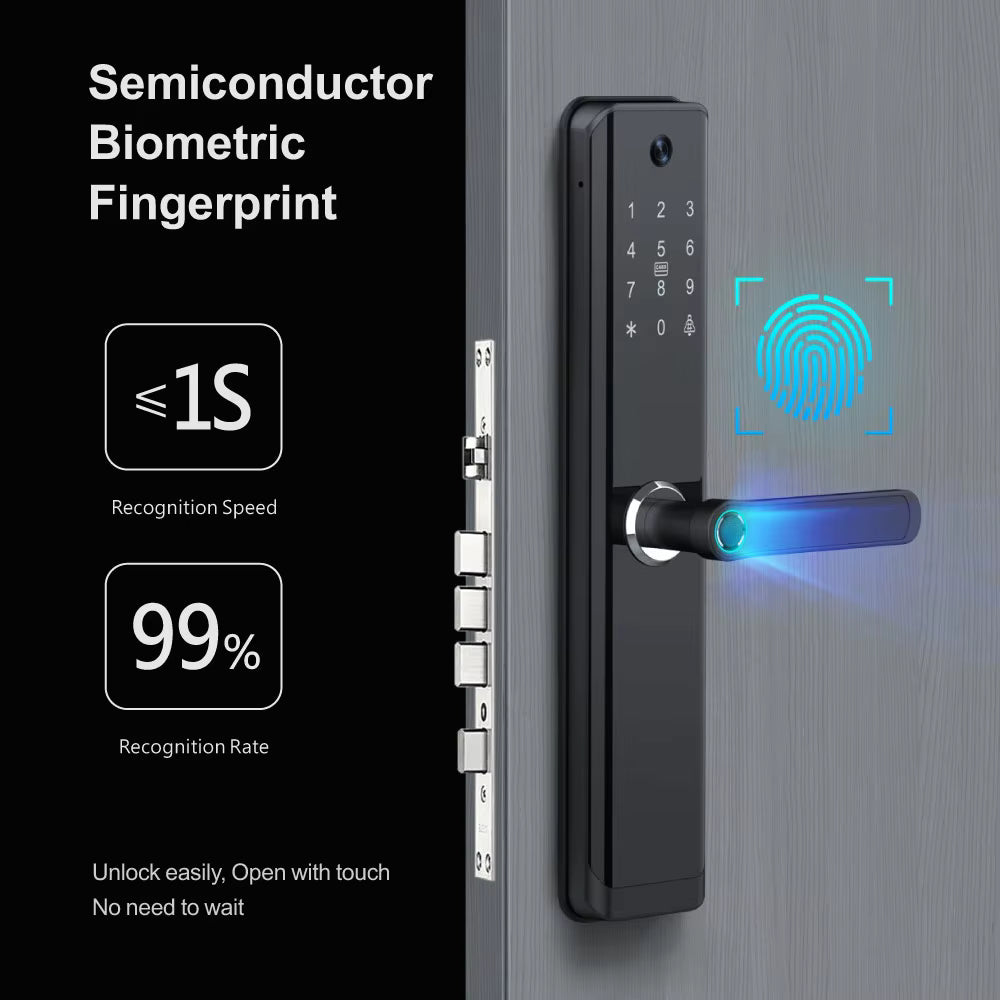 Biometric Intercom Door lock with Cats Eye Camera