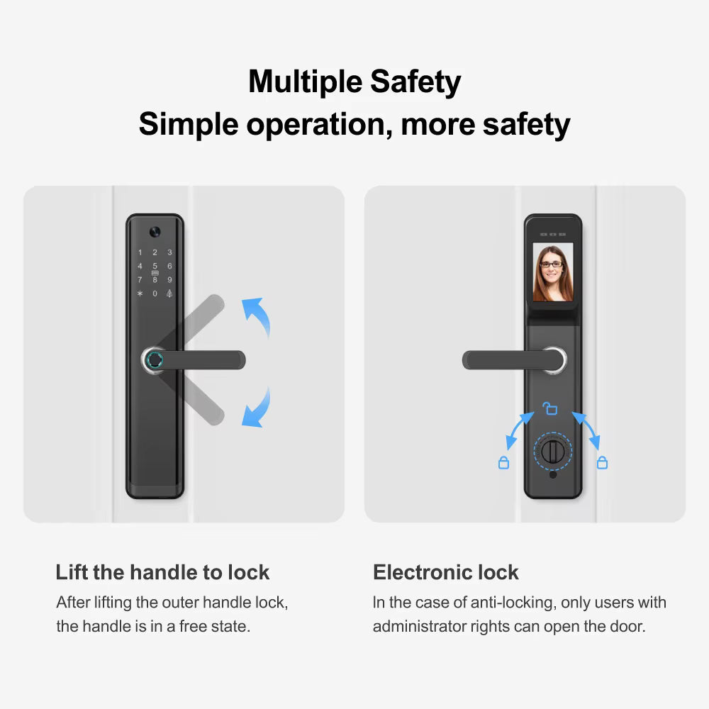 Biometric Intercom Door lock with Cats Eye Camera