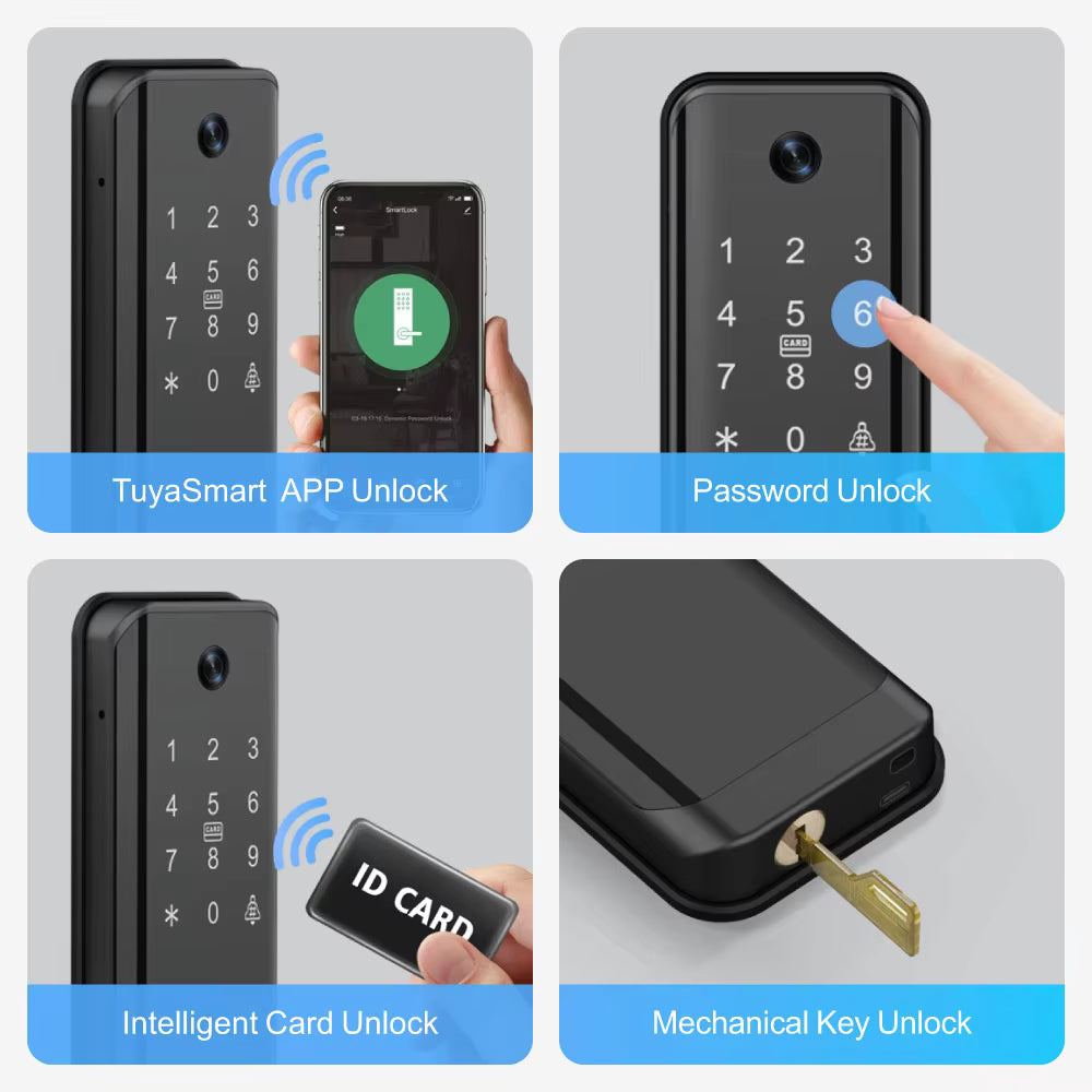 Biometric Intercom Door lock with Cats Eye Camera