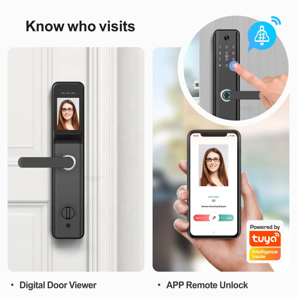 Biometric Intercom Door lock with Cats Eye Camera