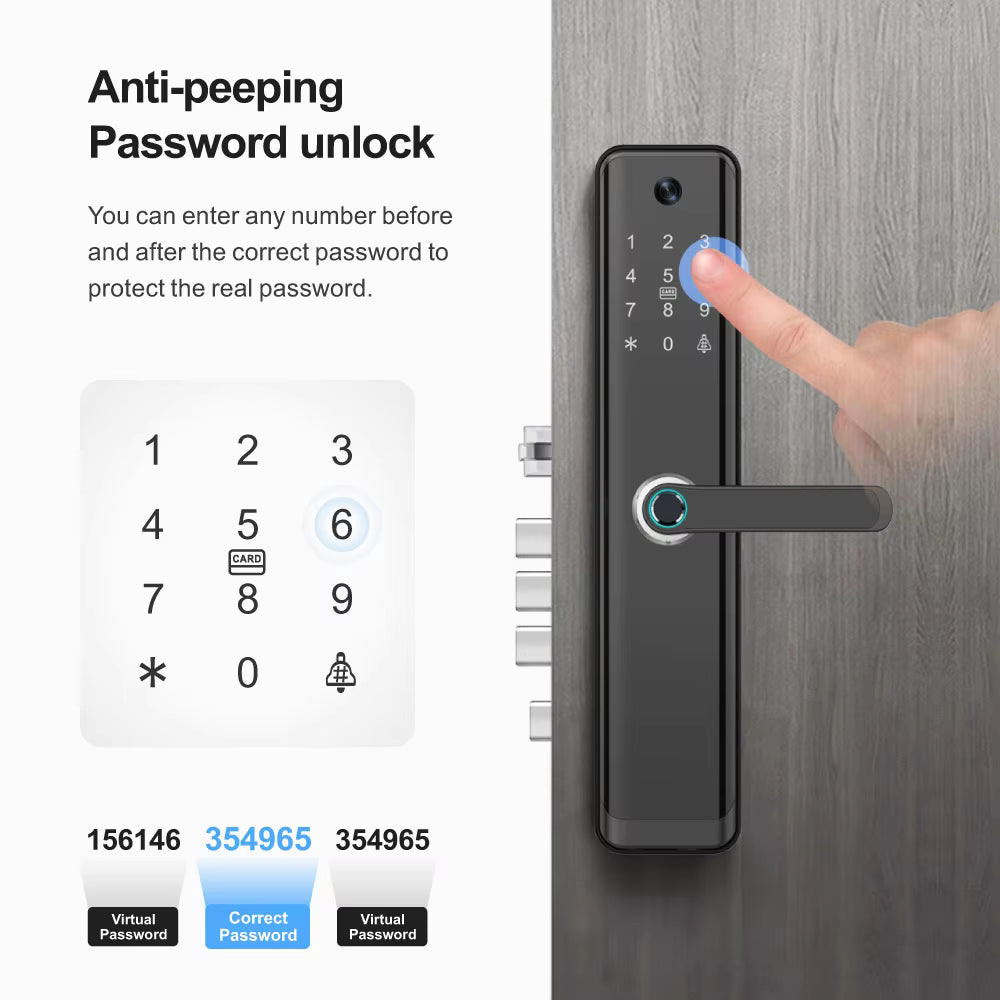 Biometric Intercom Door lock with Cats Eye Camera