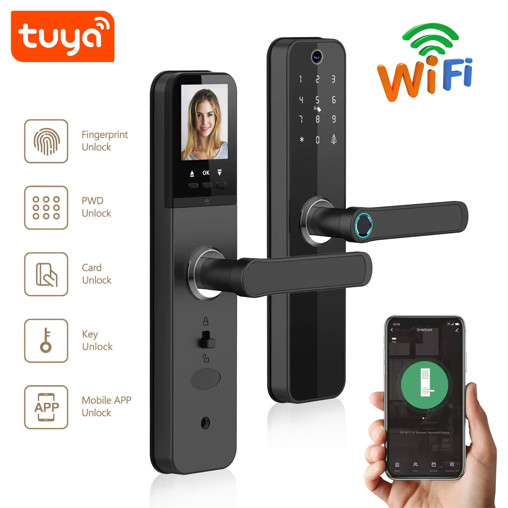 Biometric Door lock with Cats Eye Camera + Screen