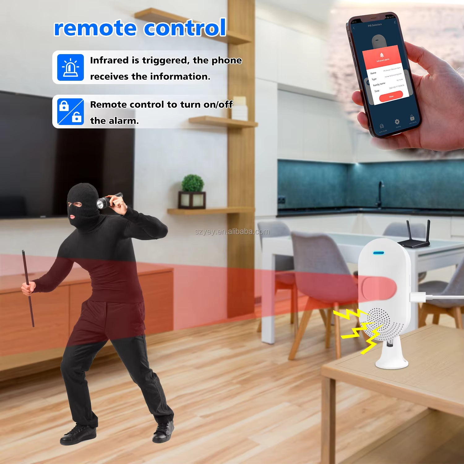 PIR Smart Alarm with motion sensor.