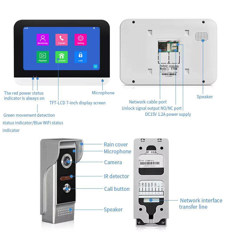 Motion Detection 1080P 2.0mp Smart Video Doorbell With Wi-Fi