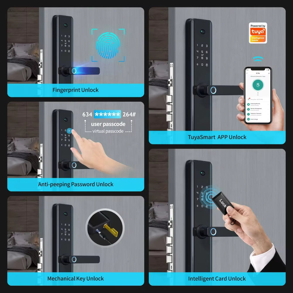 Biometric Intercom Door lock with Cats Eye Camera