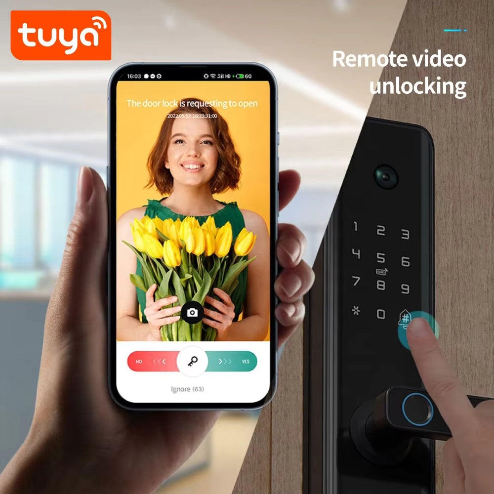 Biometric Intercom Door lock with Cats Eye Camera