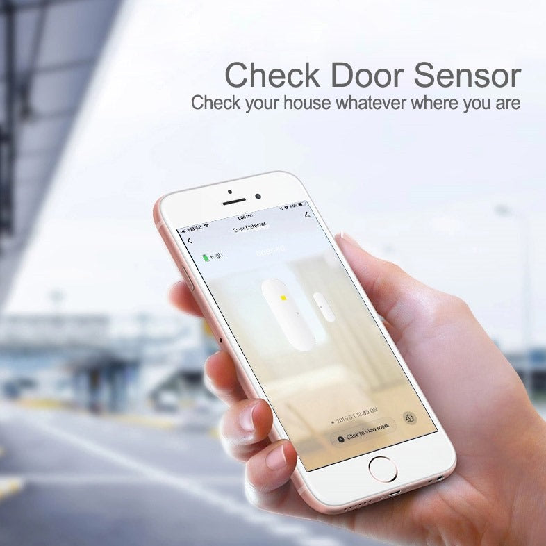Smart Wi-Fi Door/Window Sensor with App Notification Alert.