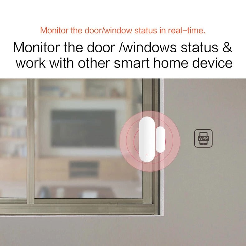 Smart Wi-Fi Door/Window Sensor with App Notification Alert.