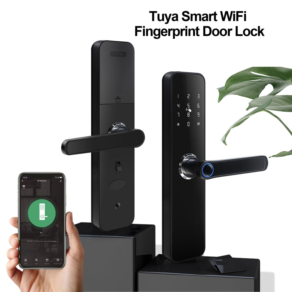 Tuya Smart WiFi Remote APP, Fingerprint, Password Door lock PST-HR07