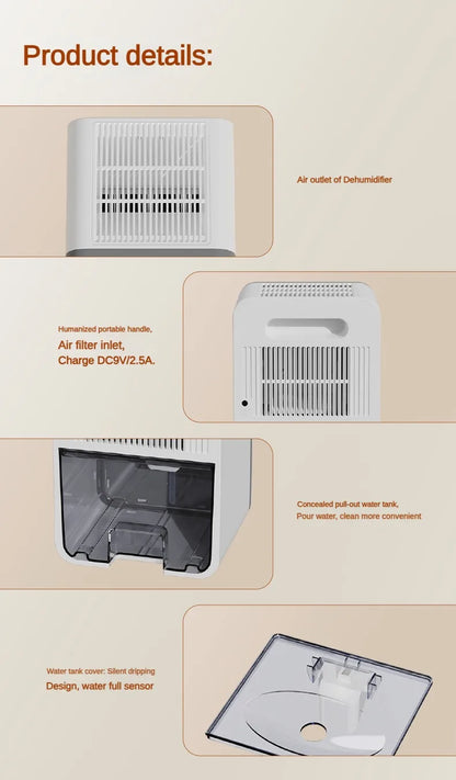 Household Dehumidifier, 1.5L Water Tank Dehumidifier, Low Noise Dehumidifier, Intelligent Defrosting Dehumidifier, Home Moisture Control, Quiet Dehumidifier for Home, Smart Dehumidifier with Timer, Compact Home Dehumidifier, Energy-Efficient Dehumidifier, Dehumidifier with Timing Lights