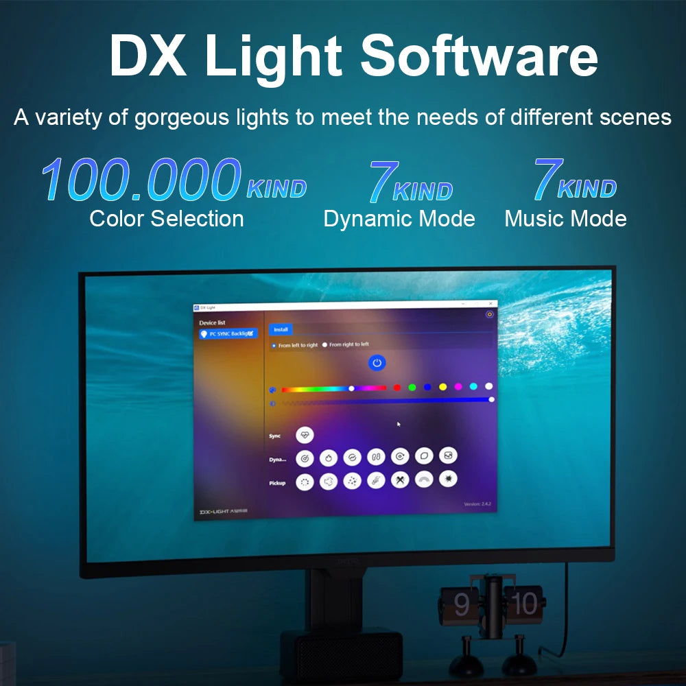 Smart Ambient Backlight Display Lighting Sync LED Strip Light with RGB Atmosphere Light Decor Lamp Color for your TV or Gaming PC