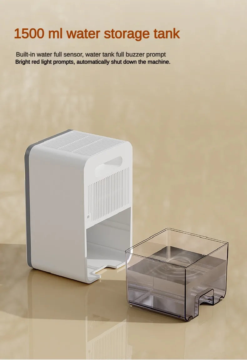 Household Dehumidifier, 1.5L Water Tank Dehumidifier, Low Noise Dehumidifier, Intelligent Defrosting Dehumidifier, Home Moisture Control, Quiet Dehumidifier for Home, Smart Dehumidifier with Timer, Compact Home Dehumidifier, Energy-Efficient Dehumidifier, Dehumidifier with Timing Lights