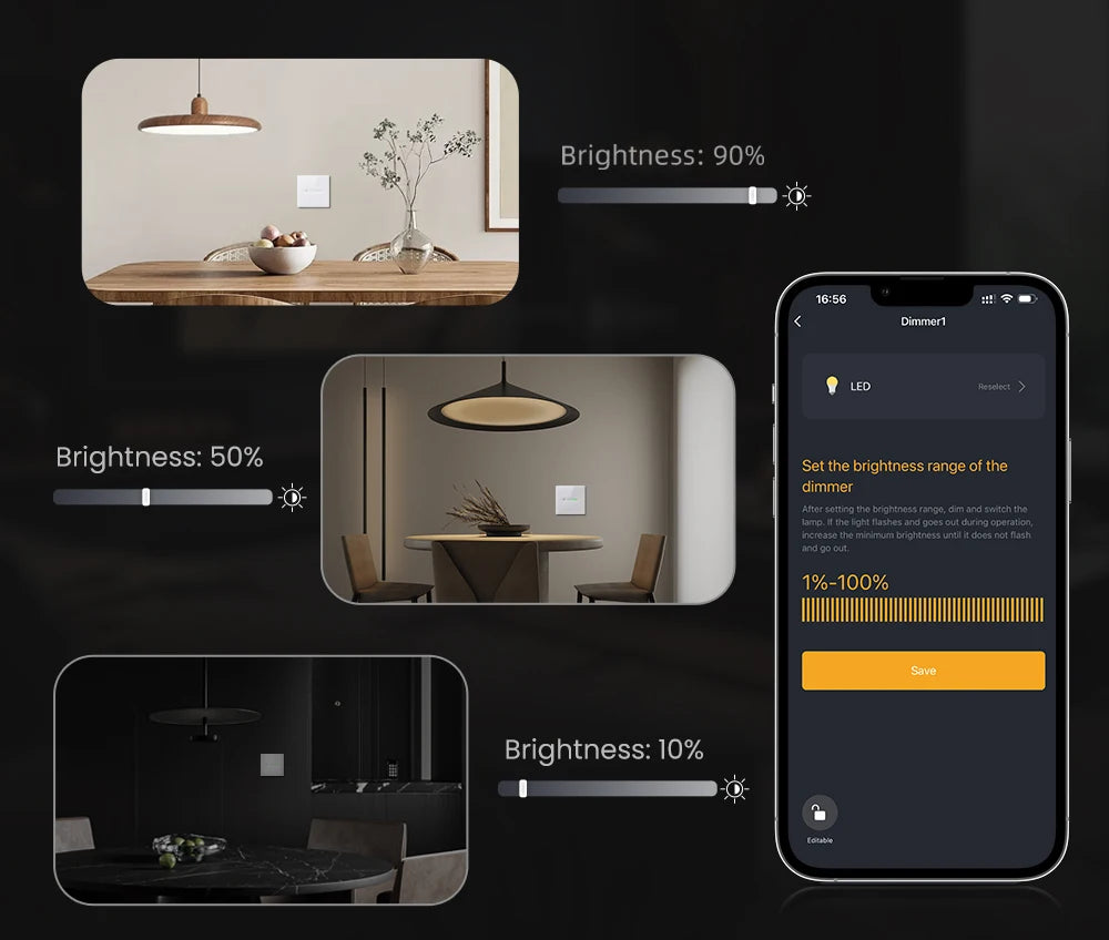 AVATTO WiFi Smart Dimmer Switch with Sliding Indicator Light,EU stand Groove Design,Smart Life APP Remote Control