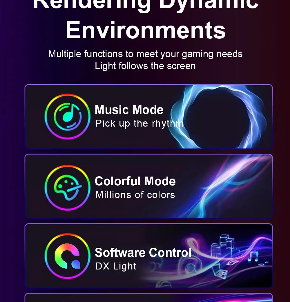 Smart Ambient Backlight Display Lighting Sync LED Strip Light with RGB Atmosphere Light Decor Lamp Color for your TV or Gaming PC