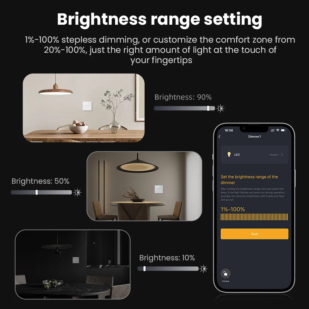 AVATTO WiFi Smart Dimmer Switch with Sliding Indicator Light,EU stand Groove Design,Smart Life APP Remote Control