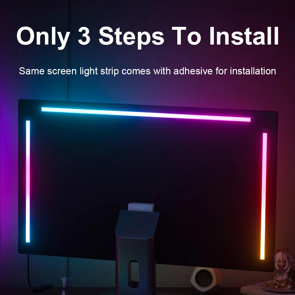 Smart Ambient Backlight Display Lighting Sync LED Strip Light with RGB Atmosphere Light Decor Lamp Color for your TV or Gaming PC