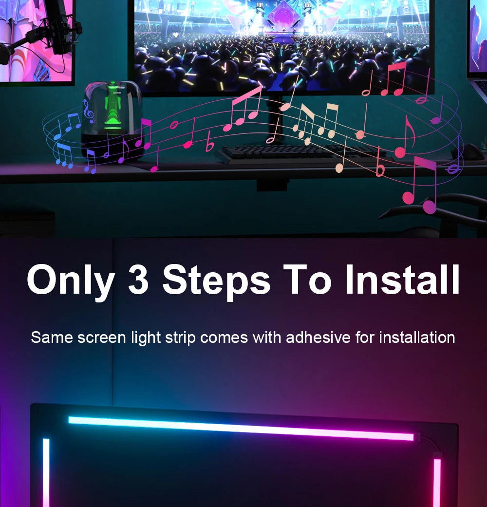 Smart Ambient Backlight Display Lighting Sync LED Strip Light with RGB Atmosphere Light Decor Lamp Color for your TV or Gaming PC