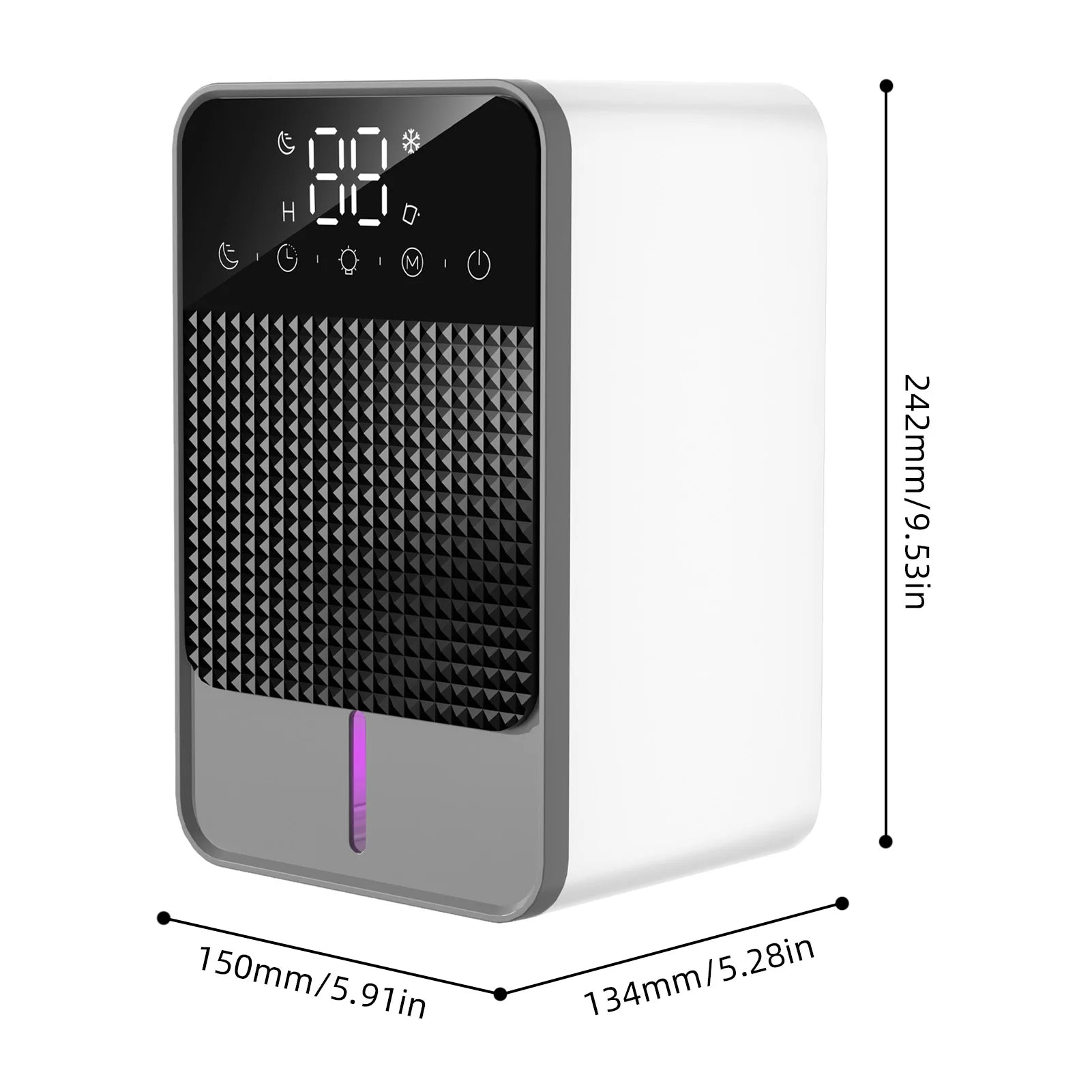 Small Dehumidifier with Digital Touch Screen Auto Defrost Funtion 2 Gears Dehumidification 6 Timing Setting Water Full Reminder