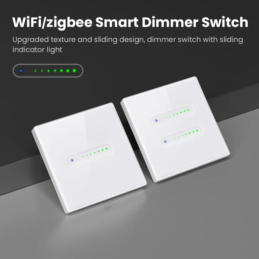 AVATTO WiFi Smart Dimmer Switch with Sliding Indicator Light,EU stand Groove Design,Smart Life APP Remote Control