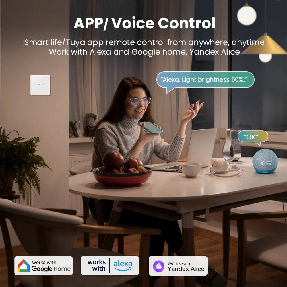 AVATTO WiFi Smart Dimmer Switch with Sliding Indicator Light,EU stand Groove Design,Smart Life APP Remote Control