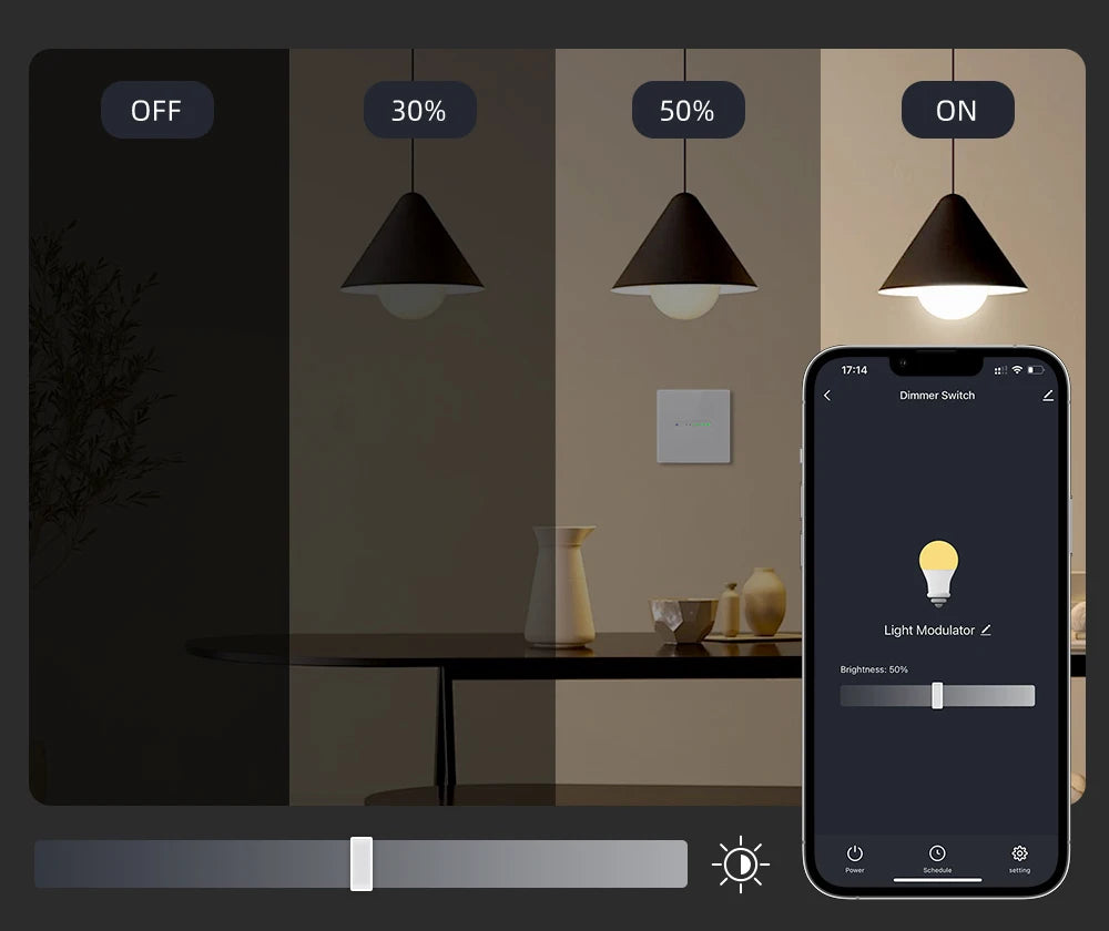 AVATTO WiFi Smart Dimmer Switch with Sliding Indicator Light,EU stand Groove Design,Smart Life APP Remote Control