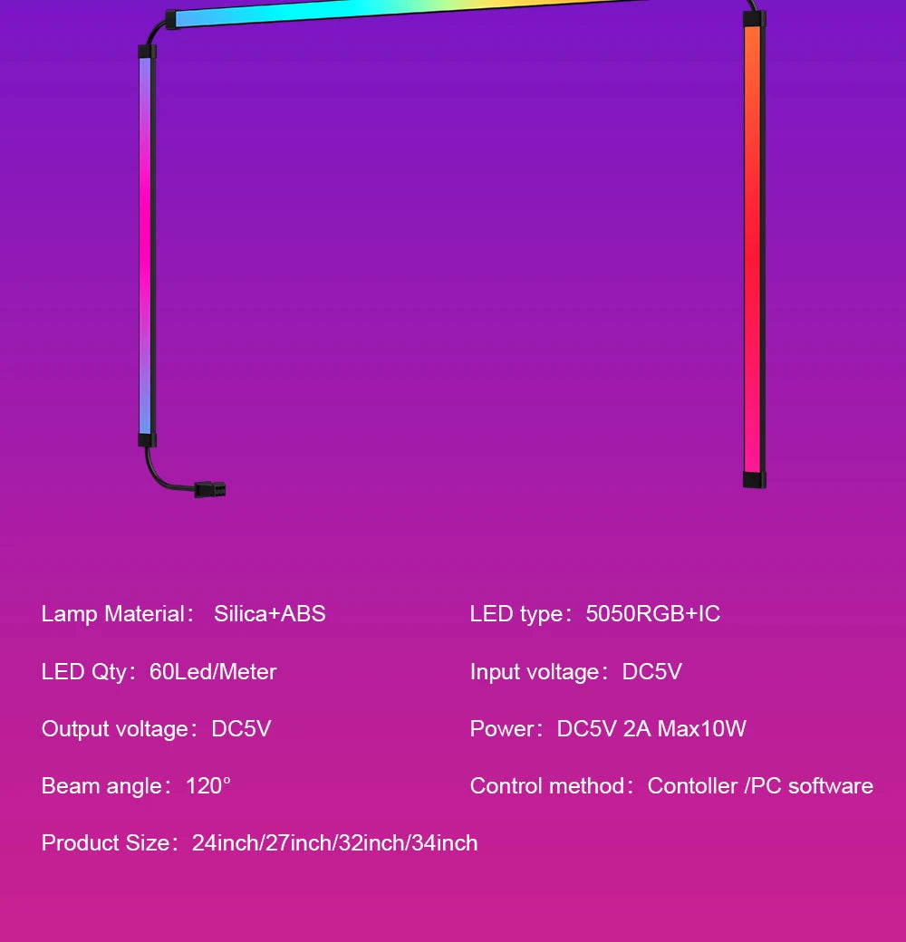 Smart Ambient Backlight Display Lighting Sync LED Strip Light with RGB Atmosphere Light Decor Lamp Color for your TV or Gaming PC