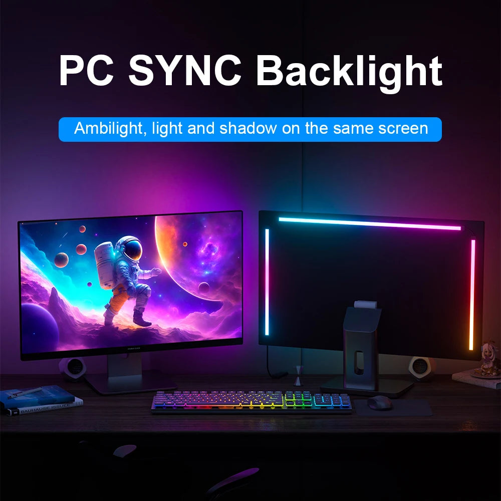 Smart Ambient Backlight Display Lighting Sync LED Strip Light with RGB Atmosphere Light Decor Lamp Color for your TV or Gaming PC
