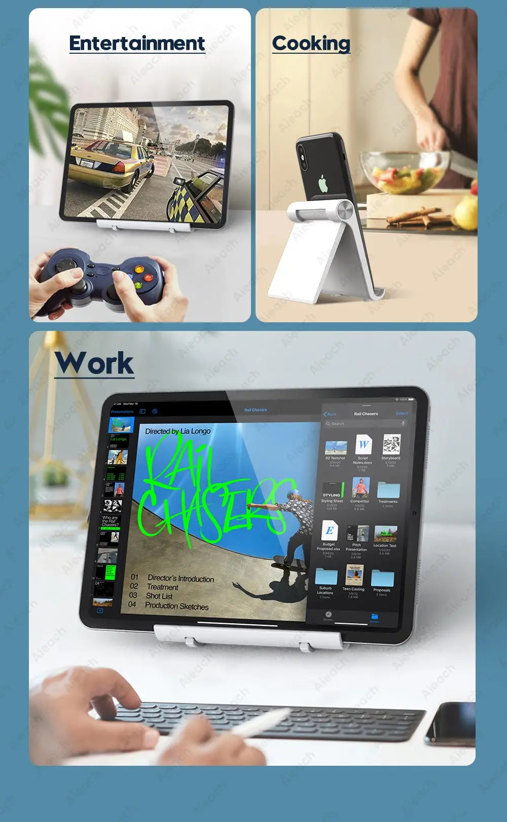 Tablet Phone Stand iPad Stand For iPad Pro iPhone Adjustable Desktop Tablet Support Phone Holder