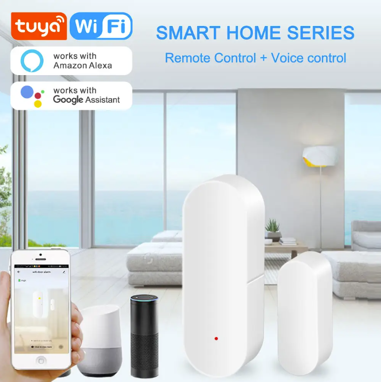 Smart Wi-Fi Door/Window Sensor with App Notification Alert.