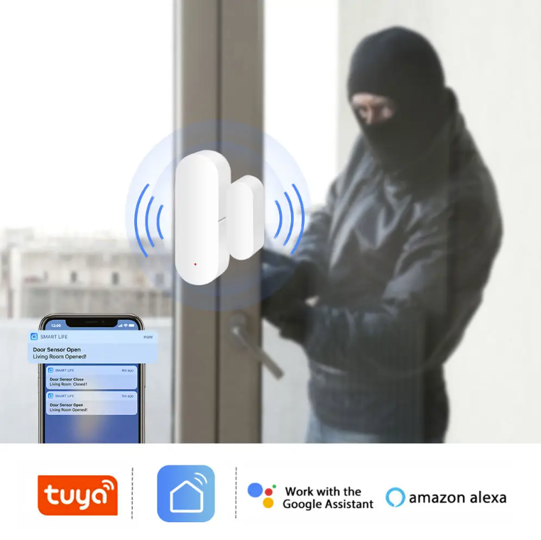 Smart Wi-Fi Door/Window Sensor with App Notification Alert, works with Alexa & Google Assistant