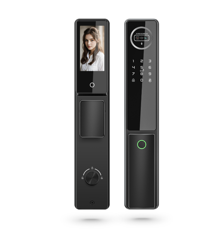 TFT LCD Tuya Wi-Fi 3D Face Visual Fingerprint Smart Door Lock With Video Intercom