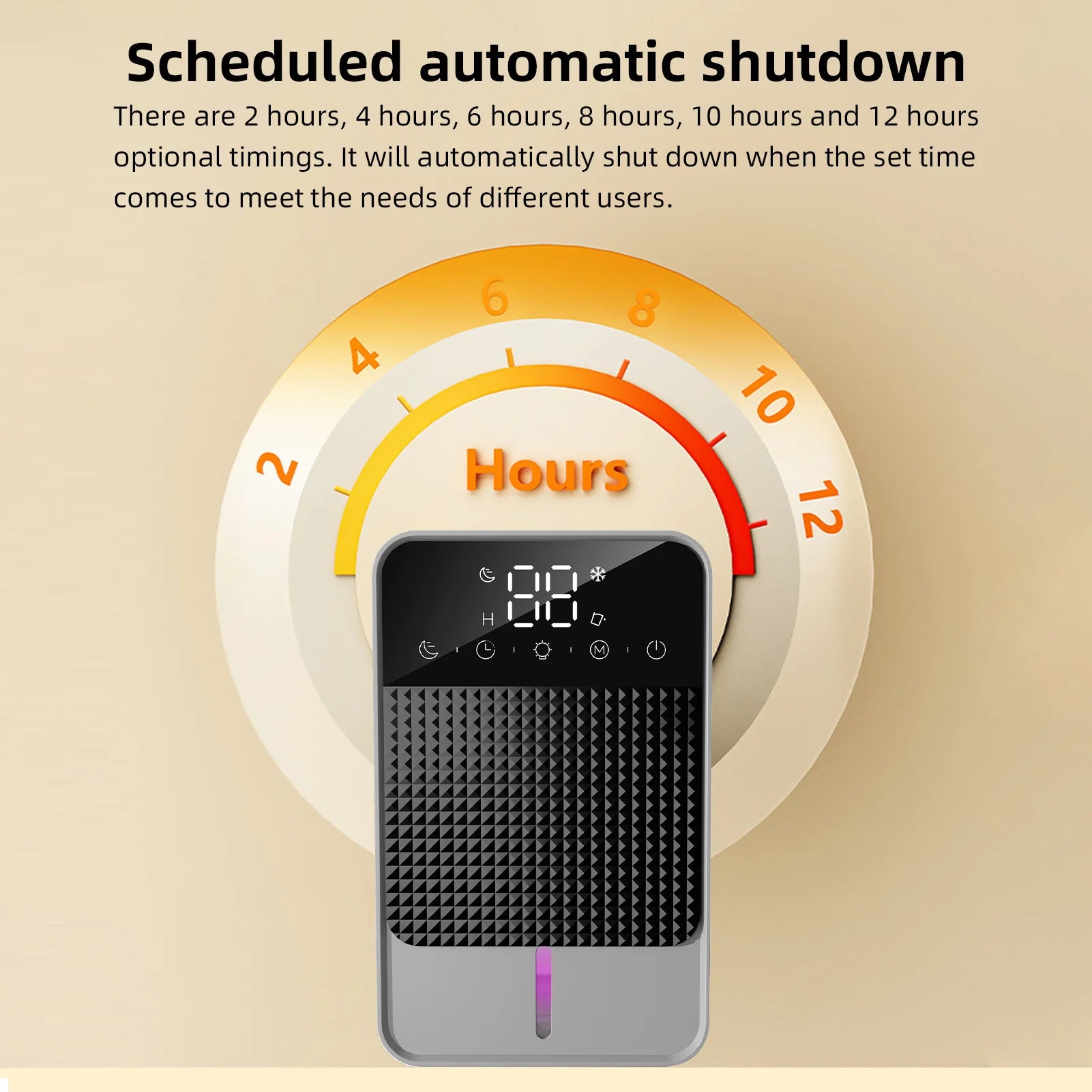 Small Dehumidifier with Digital Touch Screen Auto Defrost Funtion 2 Gears Dehumidification 6 Timing Setting Water Full Reminder
