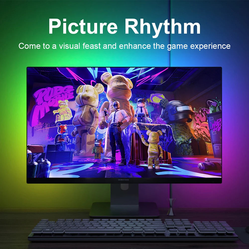 Smart Ambient Backlight Display Lighting Sync LED Strip Light with RGB Atmosphere Light Decor Lamp Color for your TV or Gaming PC