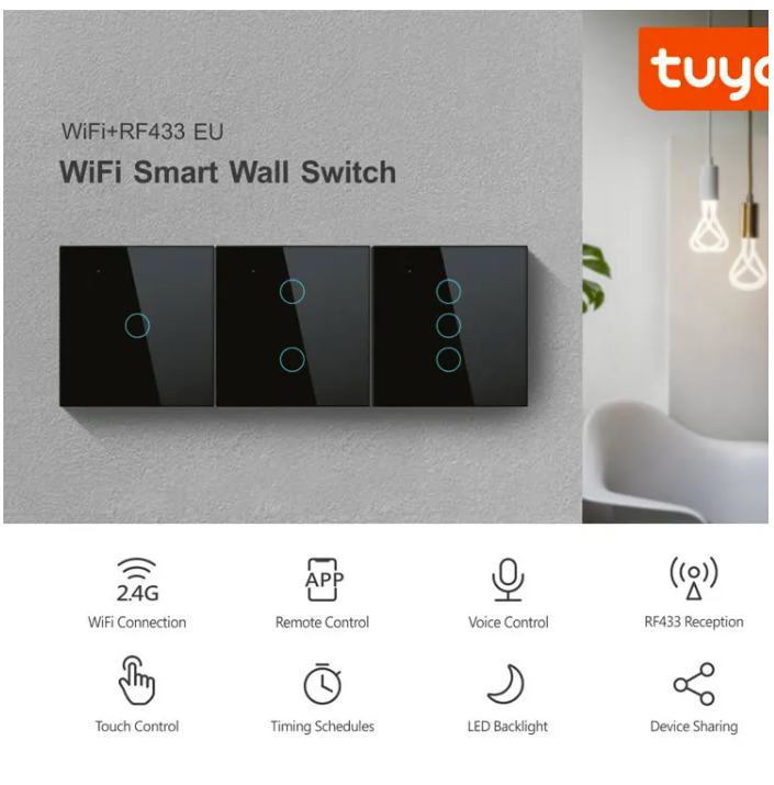 Smart 4-Gang Wi-Fi Wall Touch Switch