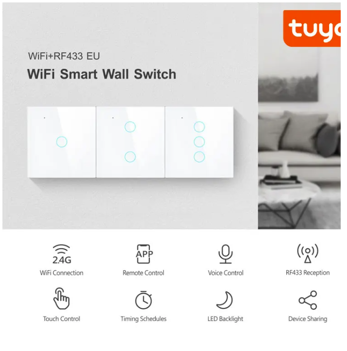 Smart 4-Gang Wi-Fi Wall Touch Switch