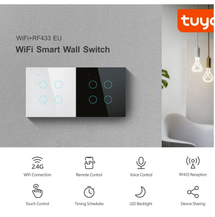 Smart 2-Gang Wi-Fi Wall Touch Switch